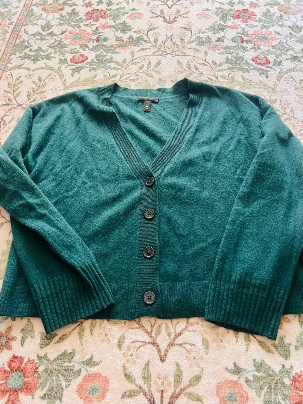 Bloomingdale’s Aqua Cashmere Cardigan Hunter Green Large - Picture 2 of 4